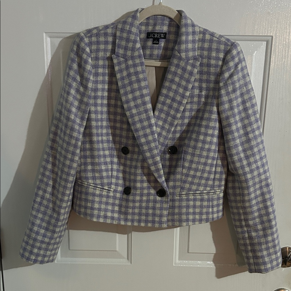 J. Crew Women's Lavender Checkered Blazer